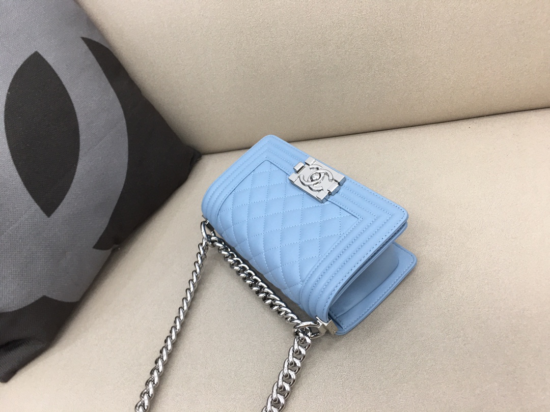 Lambskin Small Boy Handbag Flap Bag A67085 Sky Blue